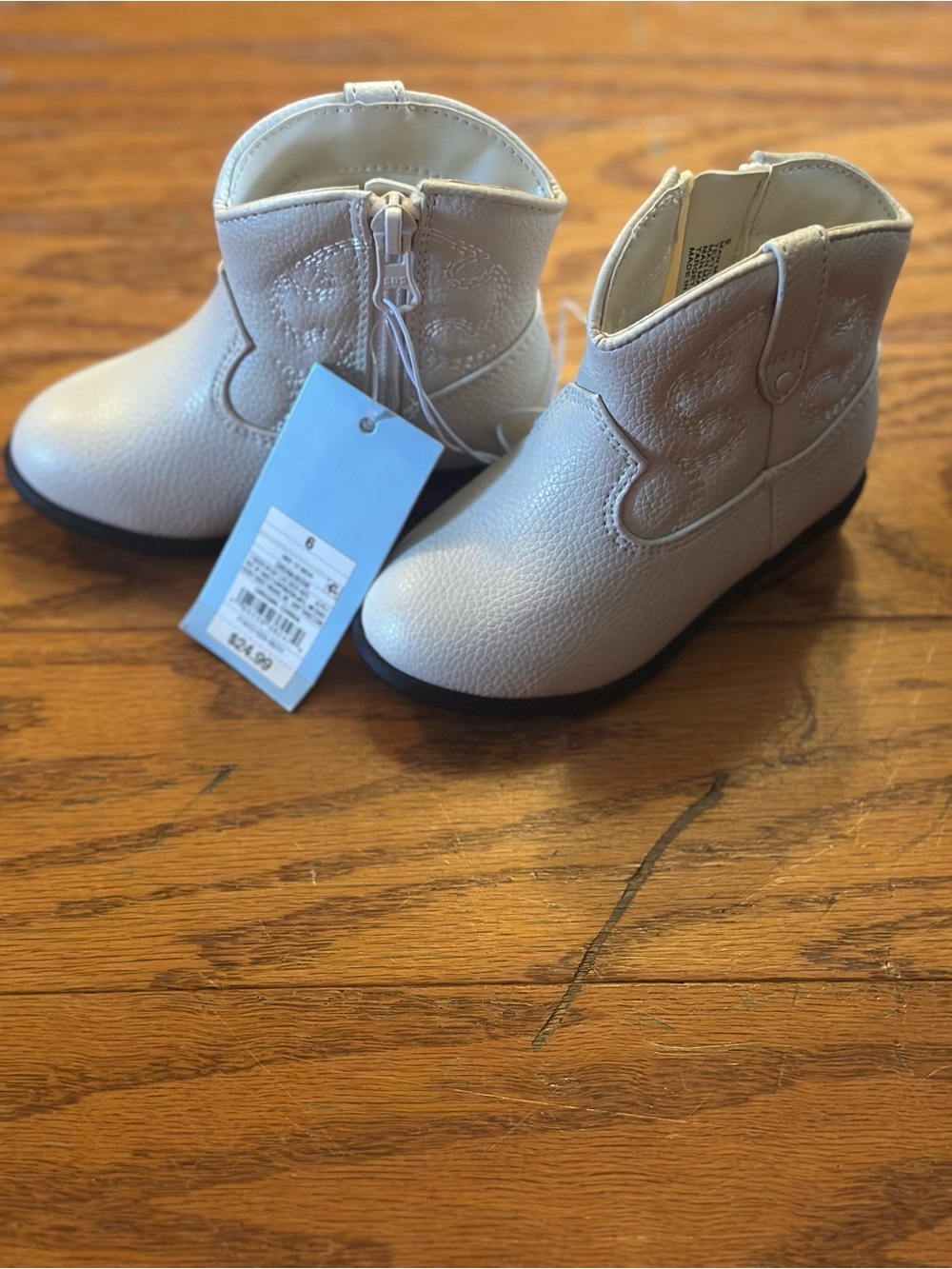 Cat & Jack White Faux Leather Toddler Western Booties